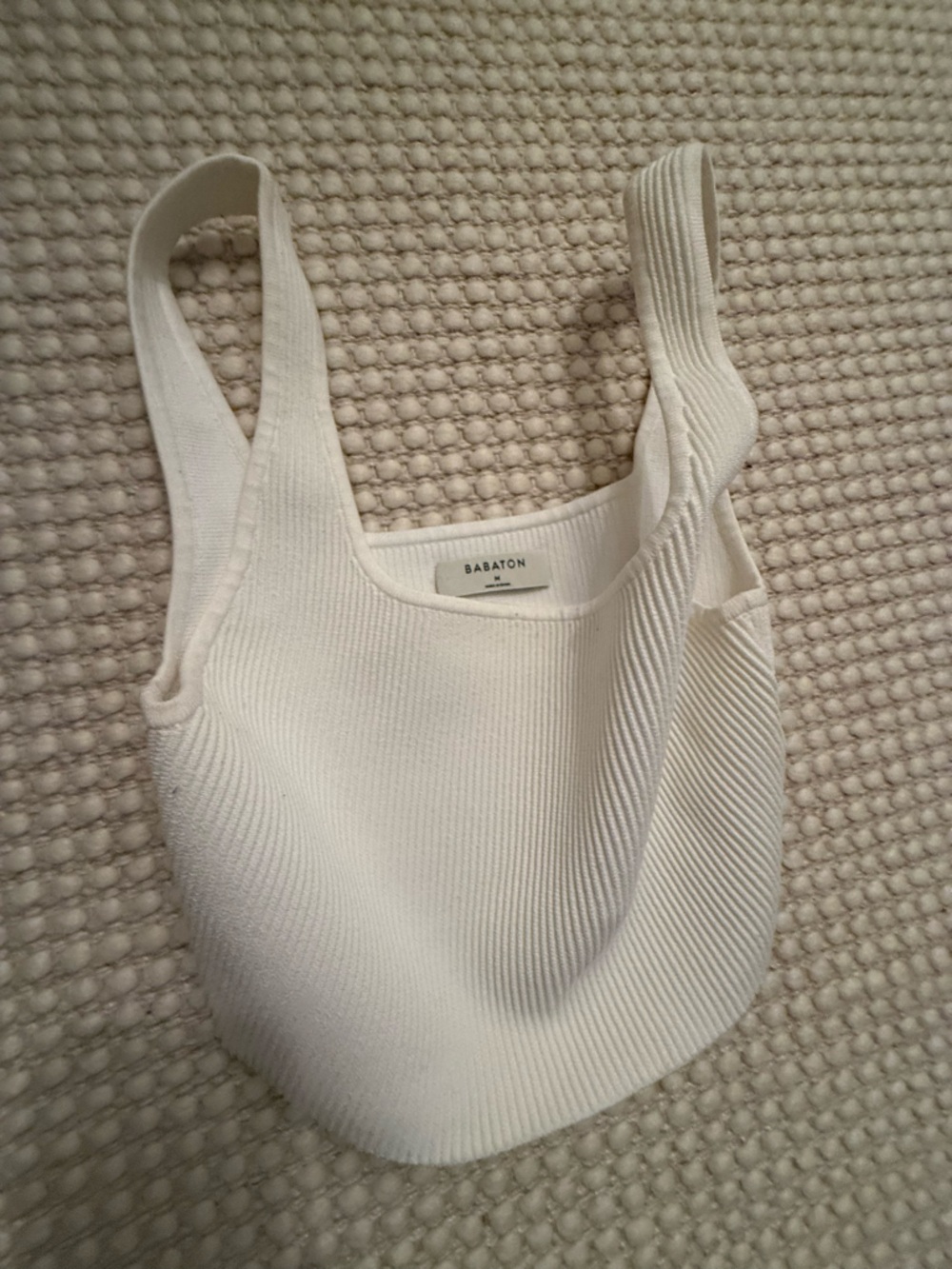 Babaton Ivory Ribbed Square-Neck Tank